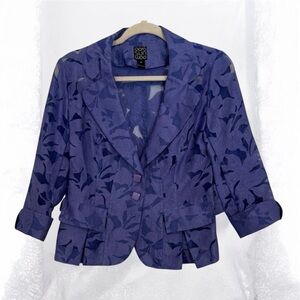 Clara Sun Woo Women's Floral Blue/Purple Burnout Blazer Size XS